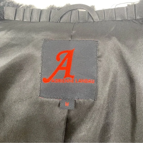 Adrienne Landau Black Faux Fur Moto Jacket - Picture 12 of 16